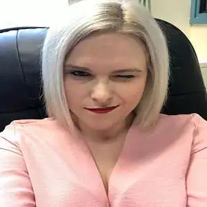 "Be brave be you Asmr" in a pink outfit