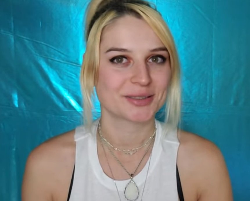 "wildfire asmr" white tank top with blue background