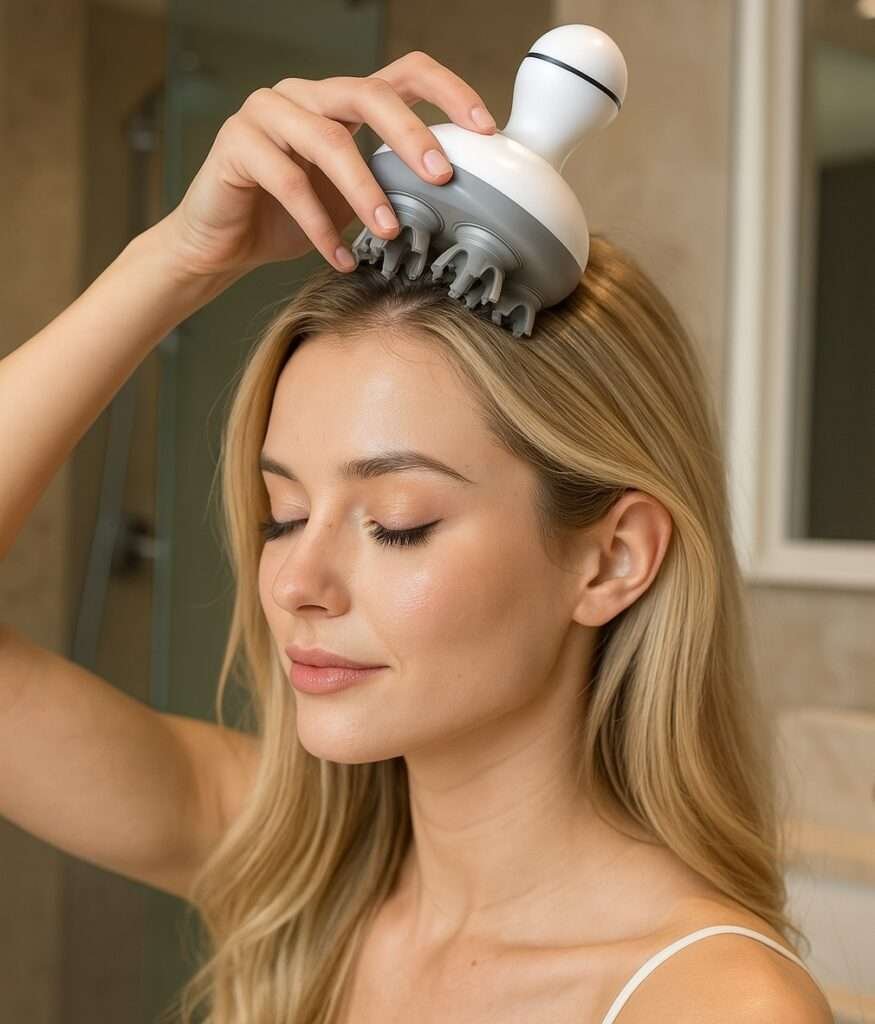 Anne ASMR Scalp Massager - Blonde model getting scalp massage