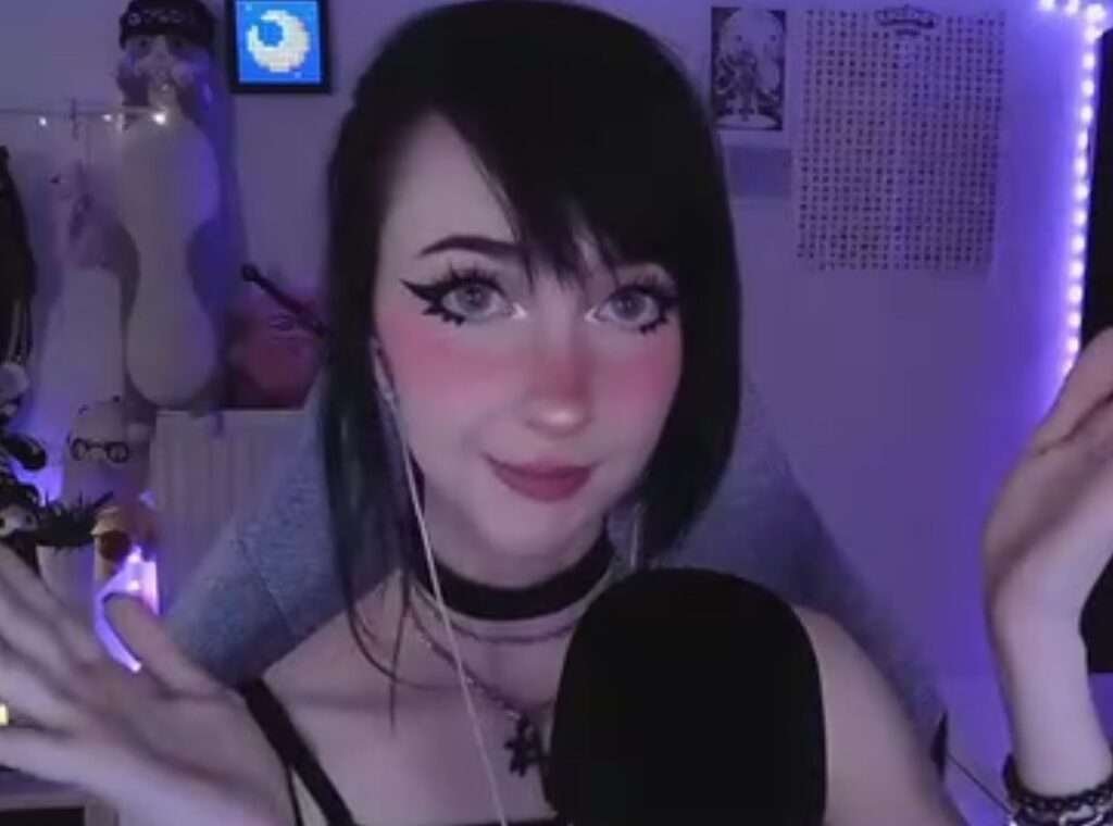 Nananightray ASMR with dark gothic makeup and headphones