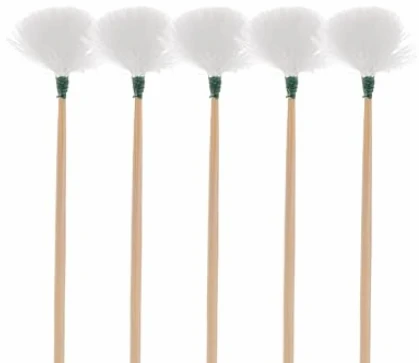 5 Ear Cleaning Fluffy Tools from Japan or China with wooden handles and fluffy Ear Cleaning ends.