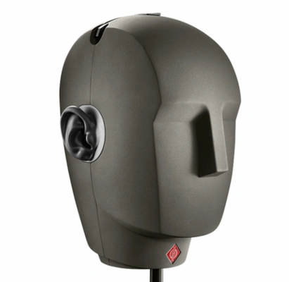Neumann KU 100 Dummy Head Microphone in black and grey. Expensive Microphone used for the Best ASMR