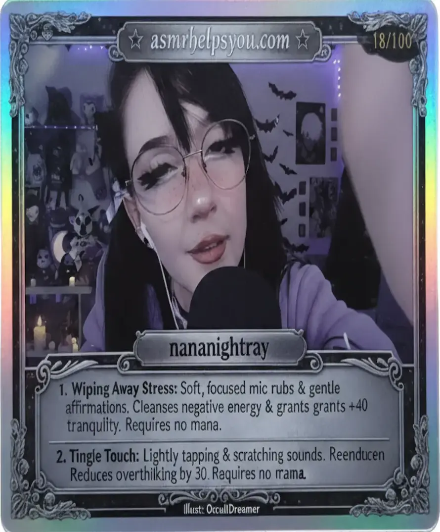 Nananightray ASMR Trading Card Rarity: Rare Card #18 of 100