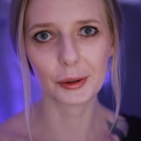 "Deemonica ASMR" blonde ASMR artist with Tattoos.