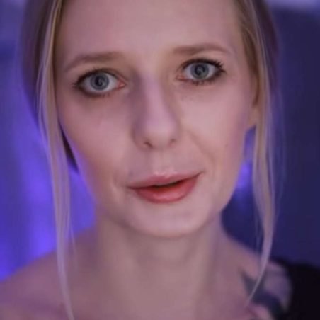 "Deemonica ASMR" blonde ASMR artist with Tattoos.