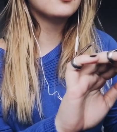 a strange world asmr "a strange world asmr" in a blue outfit