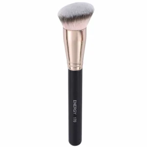 Large brush with black handle saying energy 170 and silver tip with white and black bristles