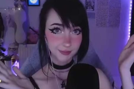 Nananightray ASMR with dark gothic makeup and headphones